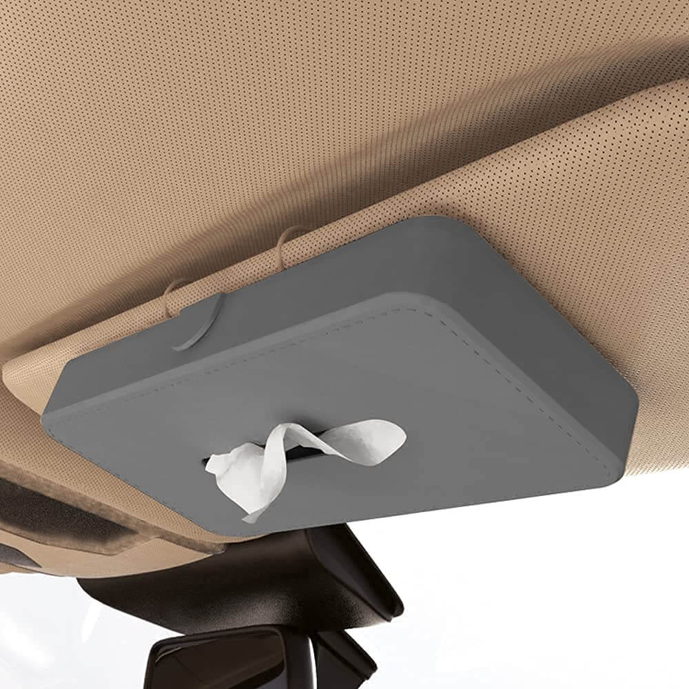 GFX Car Tissue Box Holder Universal Fit On Car Sun Shade (Grey)