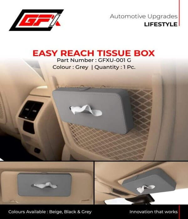 GFX Car Tissue Box Holder Universal Fit On Car Sun Shade (Grey) in Bangalore