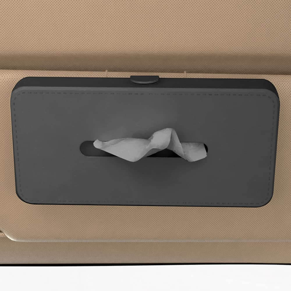 GFX Car Tissue Box Holder Universal Fit on Car Sun Shade (Black)