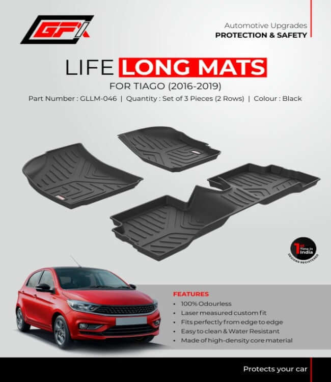 GFX Life Long Floor Mats For Tata Tiago (2016 onwards) (Set of 3 Pcs.)