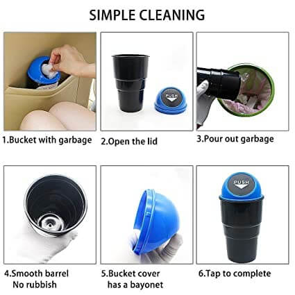 GFX Mini Car Trash Bin Can Holder Dustbin (Blue) (pack of 2)