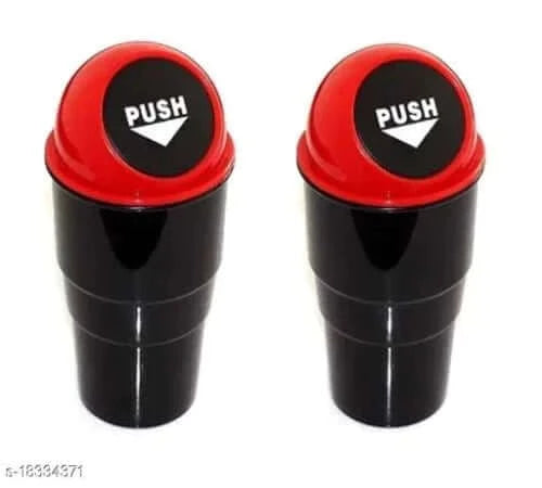 GFX Mini Car Trash Bin Can Holder Dustbin (Red) (pack of 2)