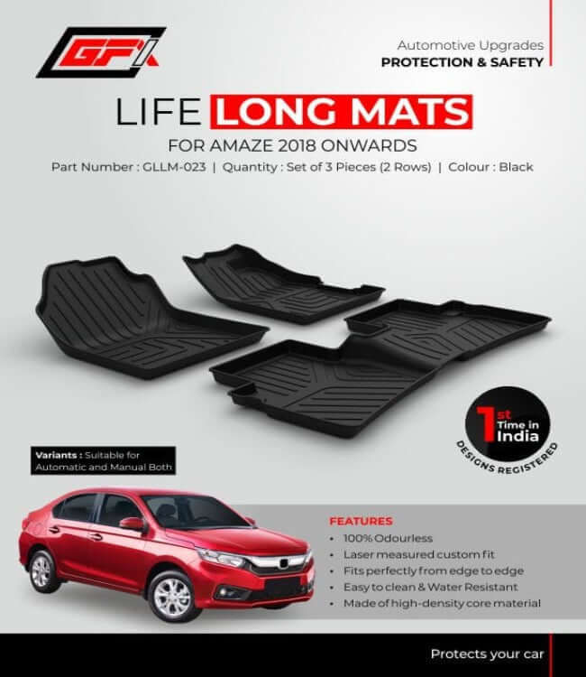 GFX Premium Life Long Car FloorFoot Mats Compatible For Honda Amaze (2018 Onwards)