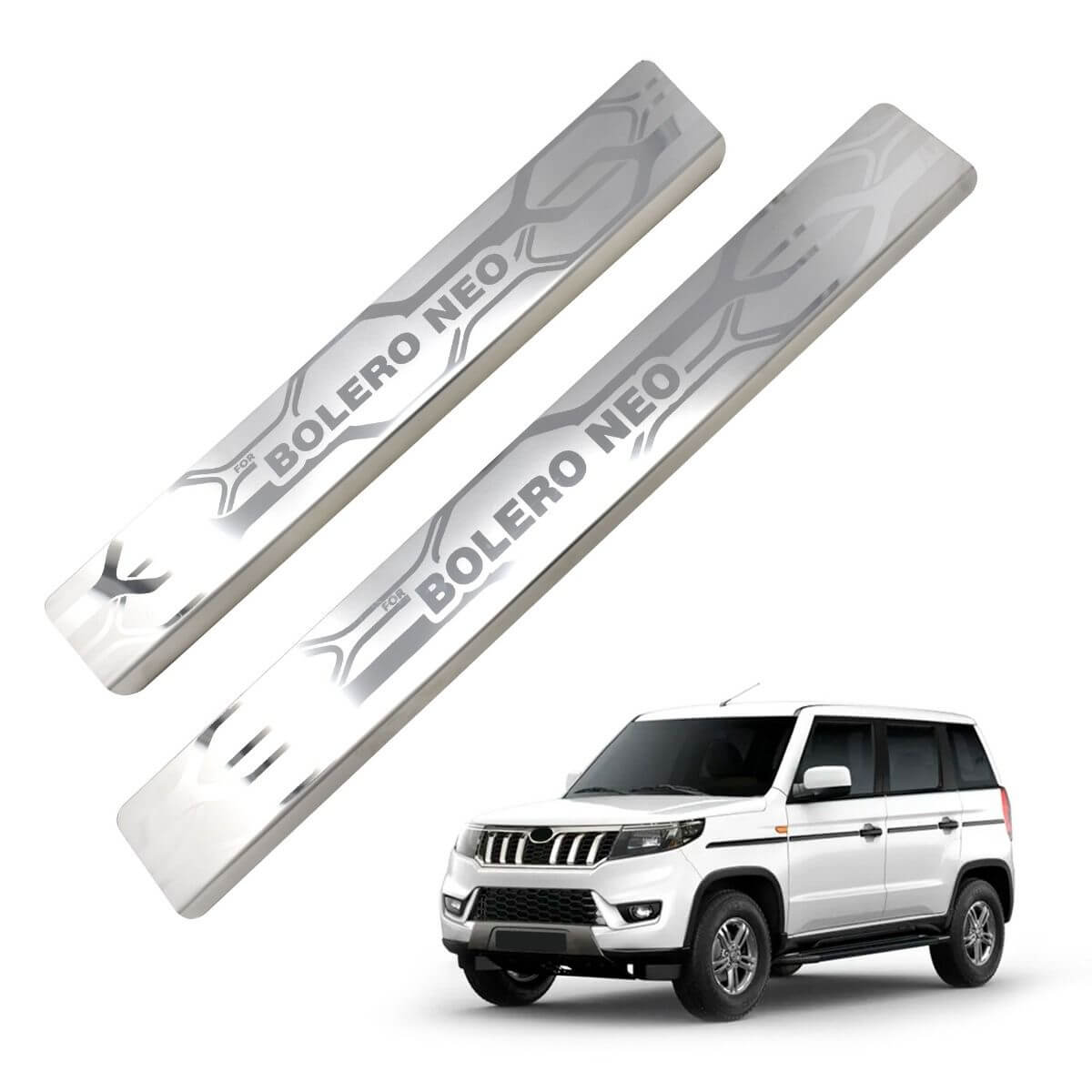 Galio Car Door Sill Guard Scuff Plate For Mahindra Bolero Neo (2021 onwards) (Set of 4 Pcs.)