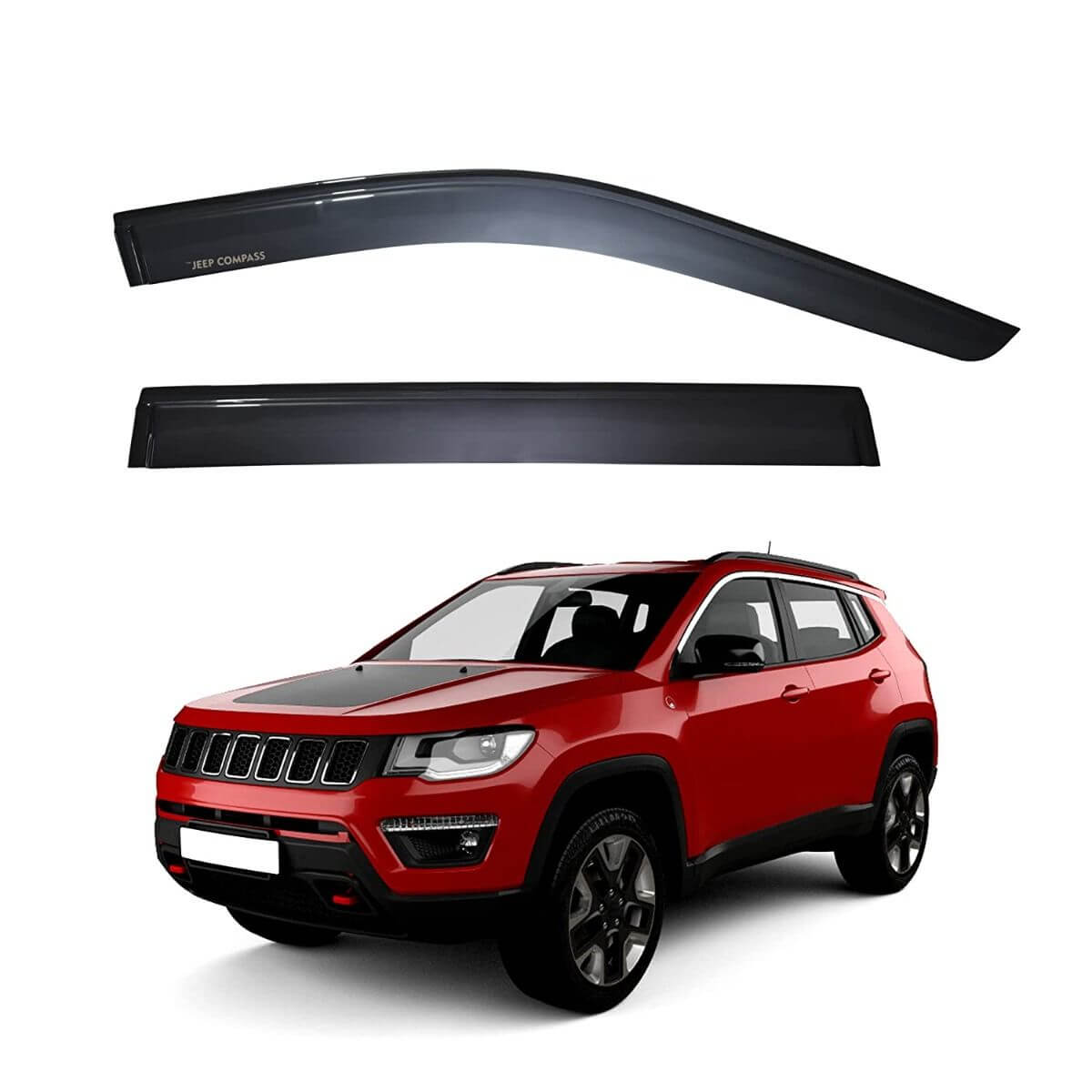 Galio Car Door Visor Window Deflector For JEEP Compass 2016 Onwards (Set of 4 Pcs.)