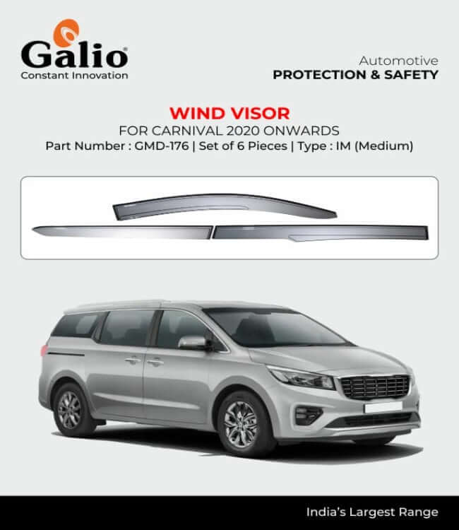 Galio Car Door Visor Window Deflector For KIA Carnival (2020 Onward) (Set of 6 pcs)