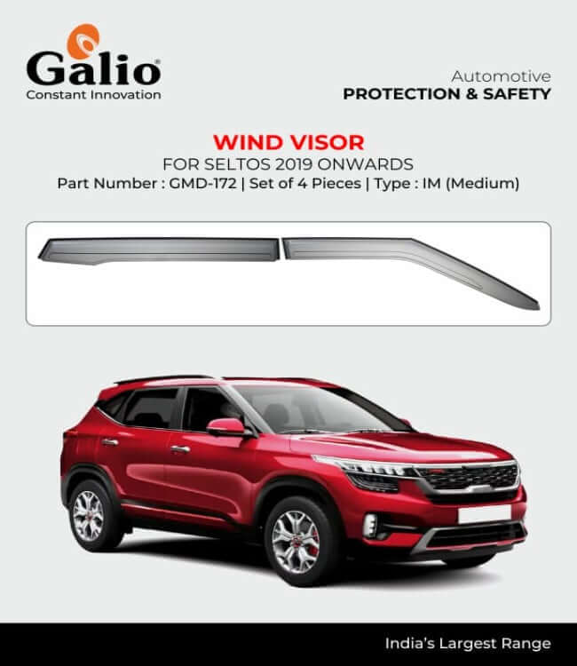 Galio Car Door Visor Window Deflector For KIA Seltos (2019 Onwards (Set of 4 Pcs.)