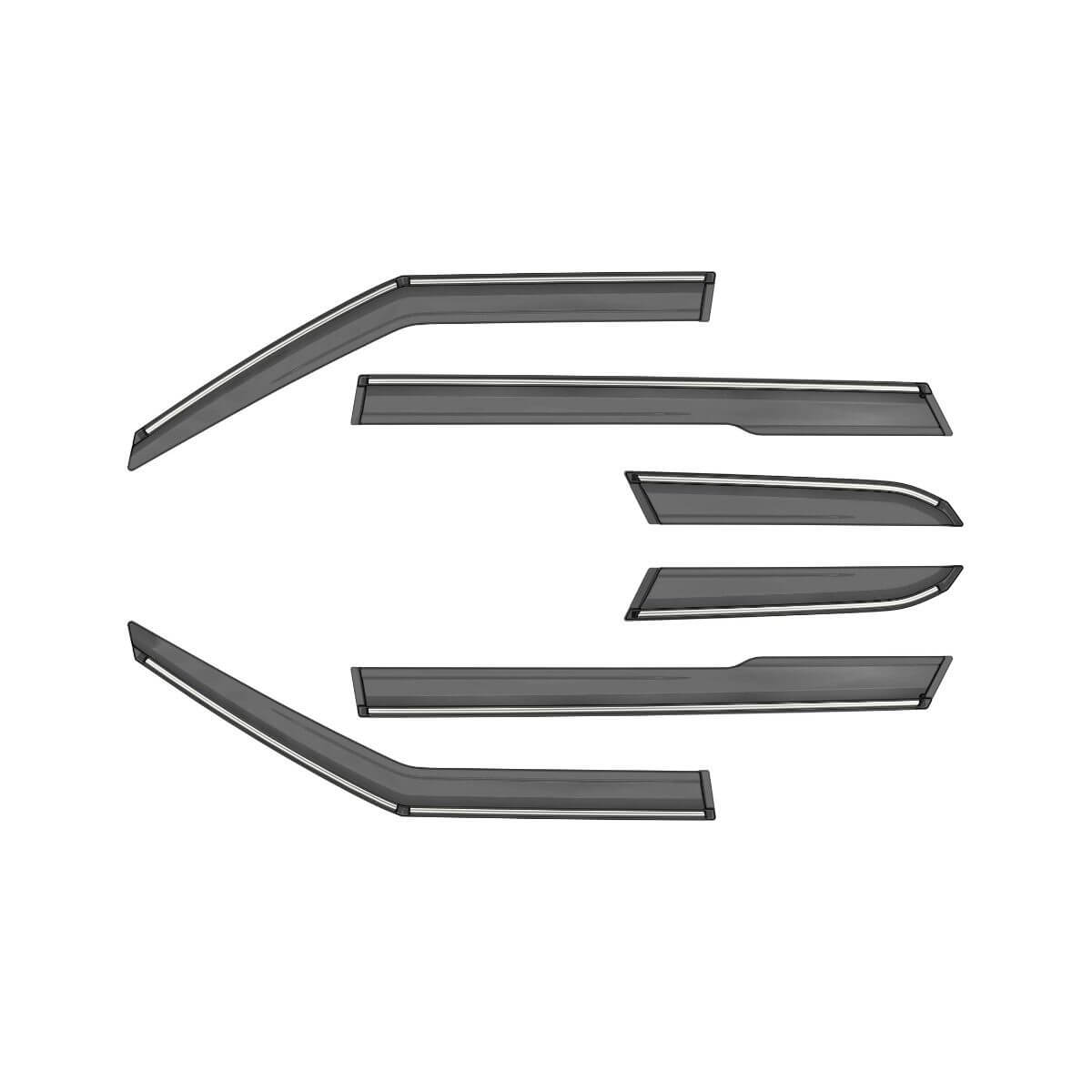 Galio Car Door Visor With Silver Line For Kia Carens (2022 Onward) (Set of 6 pcs)