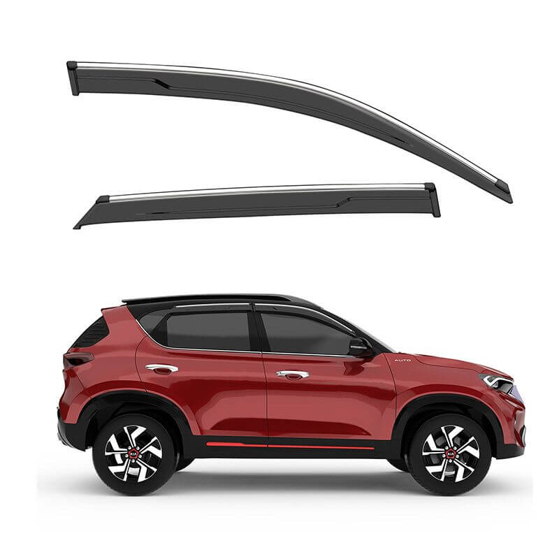 Galio Car Door Visor With Silver Line For Kia Sonet (2020 Onward) (Set of 4 pcs)