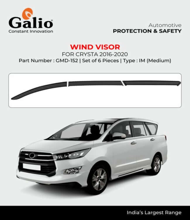 Galio Car Door Wind Visor For Toyota Innova Crysta (2016 To 2020) (Set of 6 pcs.)