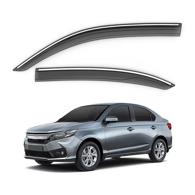 Galio Car Door Wind Visor With Silver Chrome Line For Honda Amaze (2018 onwards) (Set of 4 Pcs.)