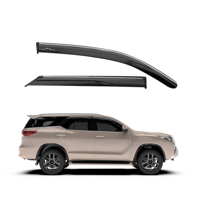 Galio Car Door Wind Visor With Silver Chrome Line For Toyota Fortuner (2016 Onward)