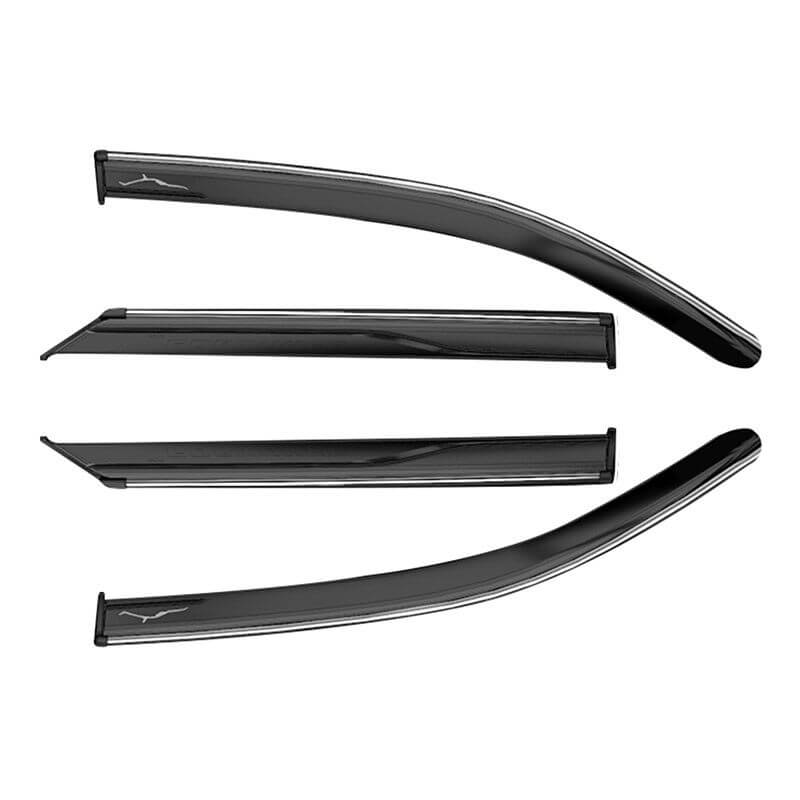 Galio Car Door Wind Visor With Silver Chrome Line For Toyota Fortuner (2016 Onward)