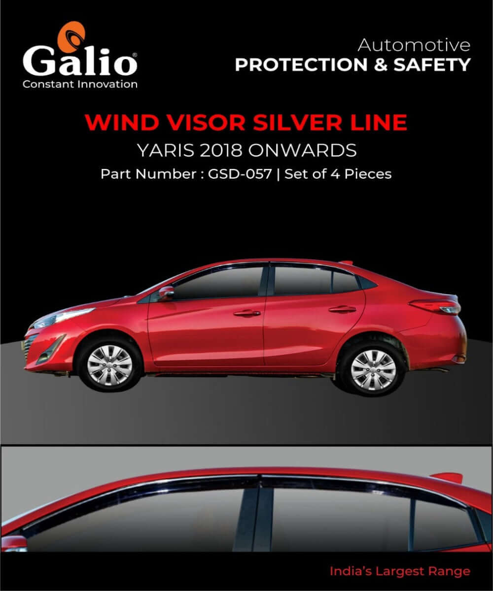 Galio Car Door Wind Visor With Silver Chrome Line For Toyota Yaris (2018 Onward) (Set of 4 pcs.)