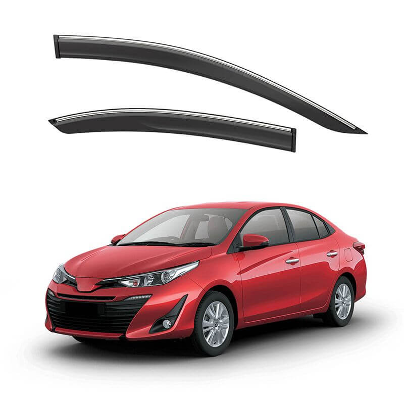 Galio Car Door Wind Visor With Silver Chrome Line For Toyota Yaris (2018 Onward) (Set of 4 pcs.)