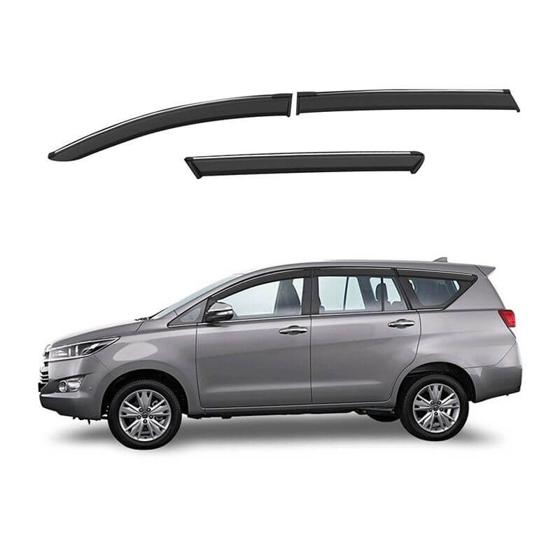Galio Car Door Wind Visor With Silver Line Chrome For Toyota Innova Crysta (2016 To 2020) (Set of 6 pcs.)