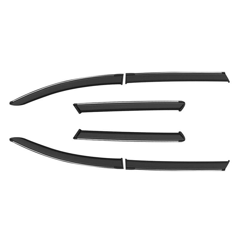 Galio Car Door Wind Visor With Silver Line Chrome For Toyota Innova Crysta (2016 To 2020) (Set of 6 pcs.)