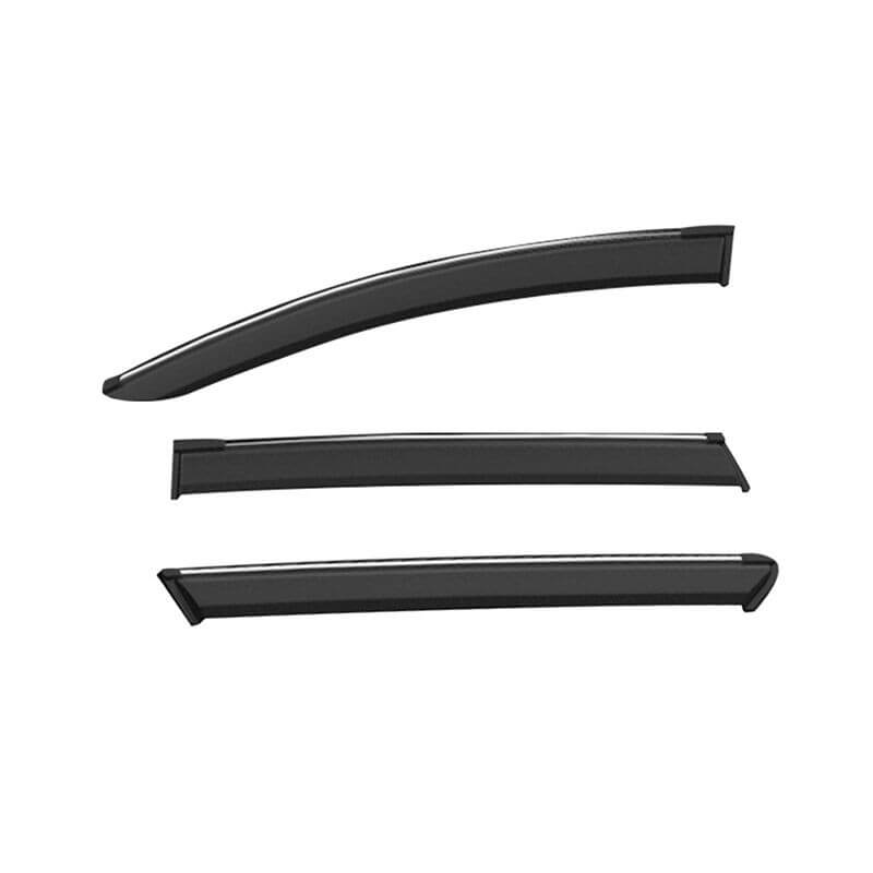 Galio Car Door Wind Visor With Silver Line Chrome For Toyota Innova Crysta (2016 To 2020) (Set of 6 pcs.)