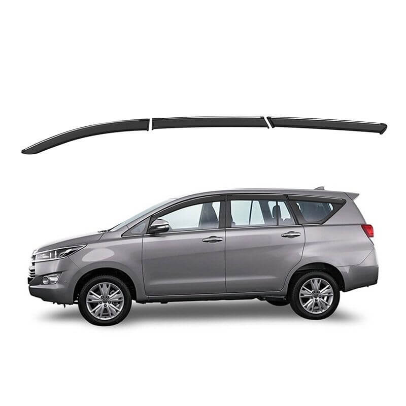 Galio Car Door Wind Visor With Silver Line Chrome For Toyota Innova Crysta (2016 To 2020) (Set of 6 pcs.)