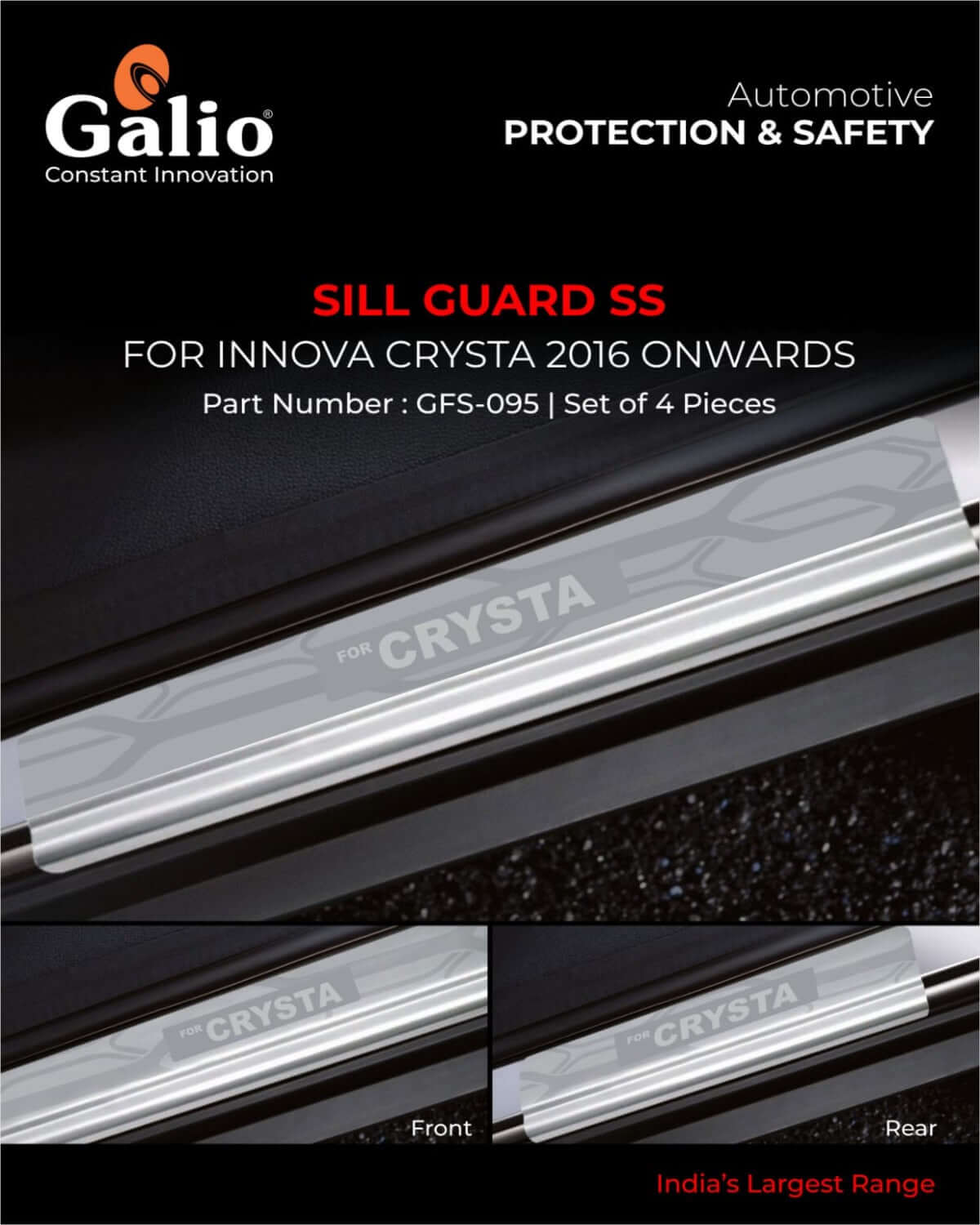 Galio Car Footsteps Sill Guard Stainless Steel Scuff Plate For Toyota Innova Crysta (2016 onwards) in Bangalore