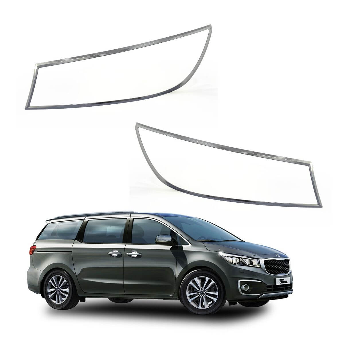 Galio Chrome Head LampLight Garnish Cover For KIA Carnival (2020 Onward) (Set of 2 pcs.)