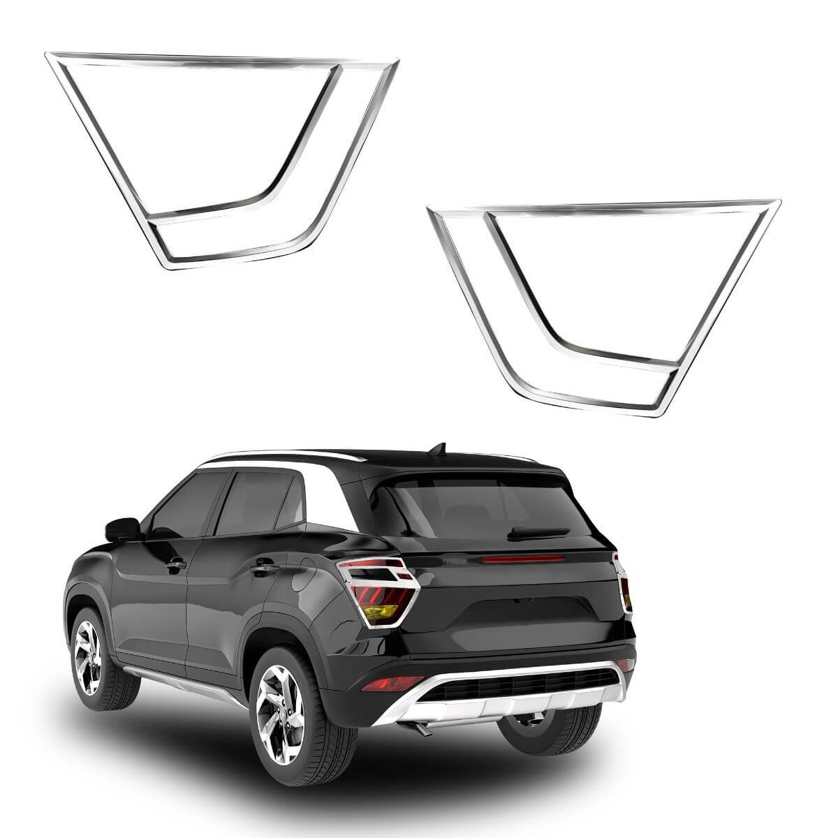 Galio Chrome Tail Lamp Garnish Compatible for Hyundai Creta (2020 onwards) (Set of 2 pcs.)