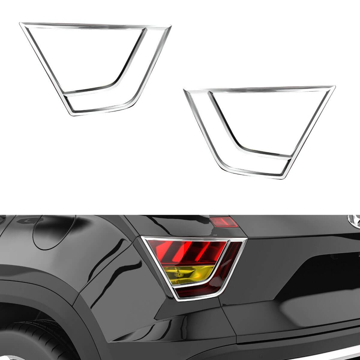 Galio Chrome Tail Lamp Garnish Compatible for Hyundai Creta (2020 onwards) (Set of 2 pcs.)