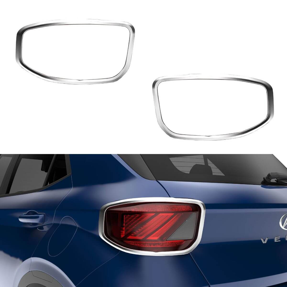 Galio Chrome Tail Lamp Garnish Compatible for Hyundai Venue (2020 onwards) (Set of 2 pcs.)