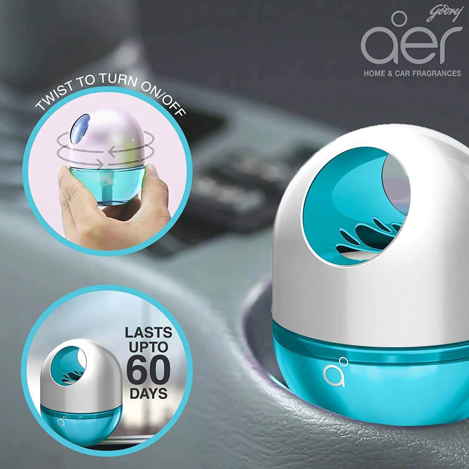 Godrej aer twist, Car Air Freshener - Cool Surf Blue (45g)