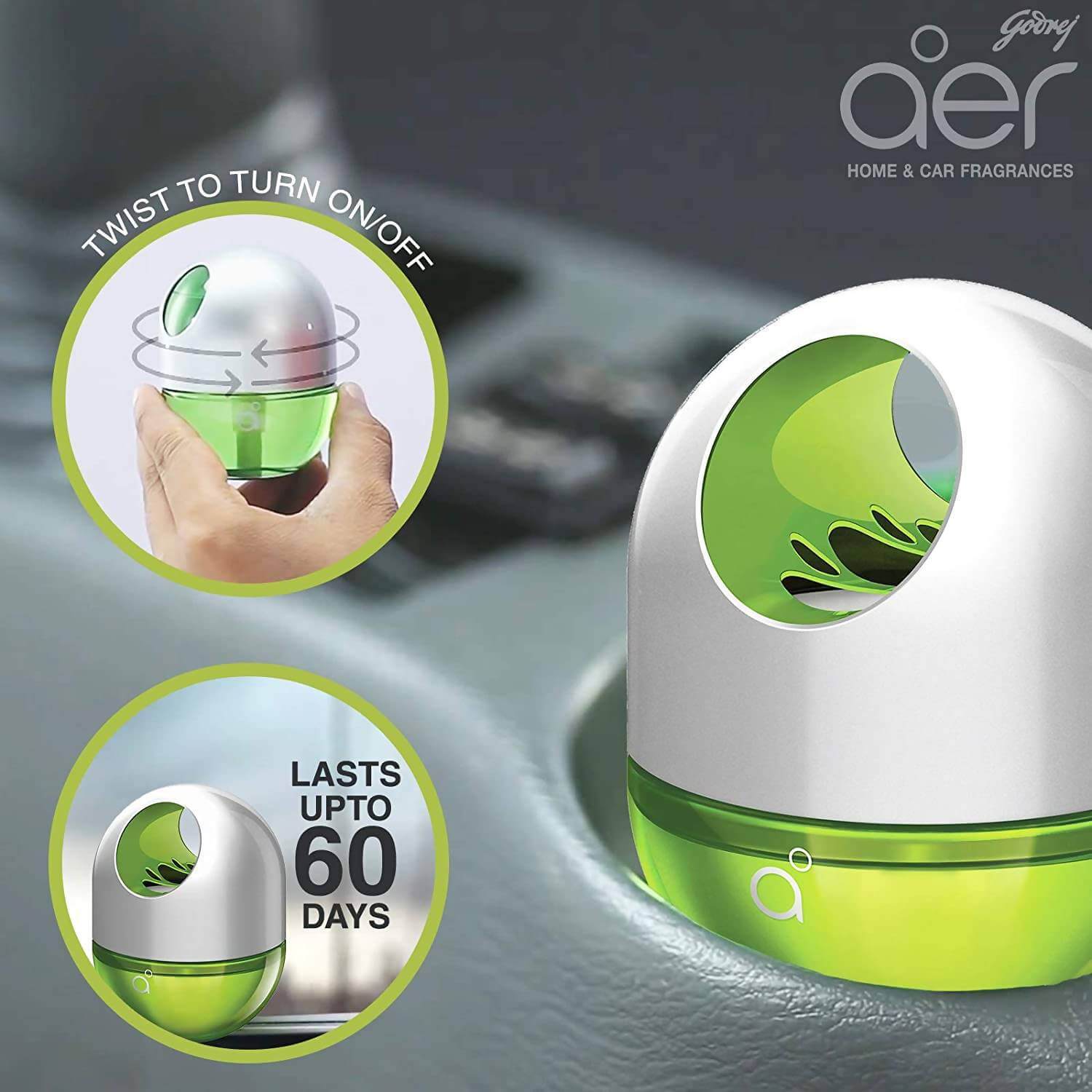 Godrej aer twist, Car Air Freshener - Fresh Lush Green (45g)