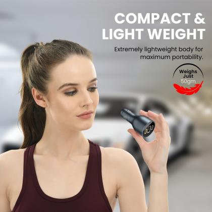 Portronics Car Power 120 Car LaptopMobile Charger (Quick Charge+PD) With Triple Charging Port (Grey)