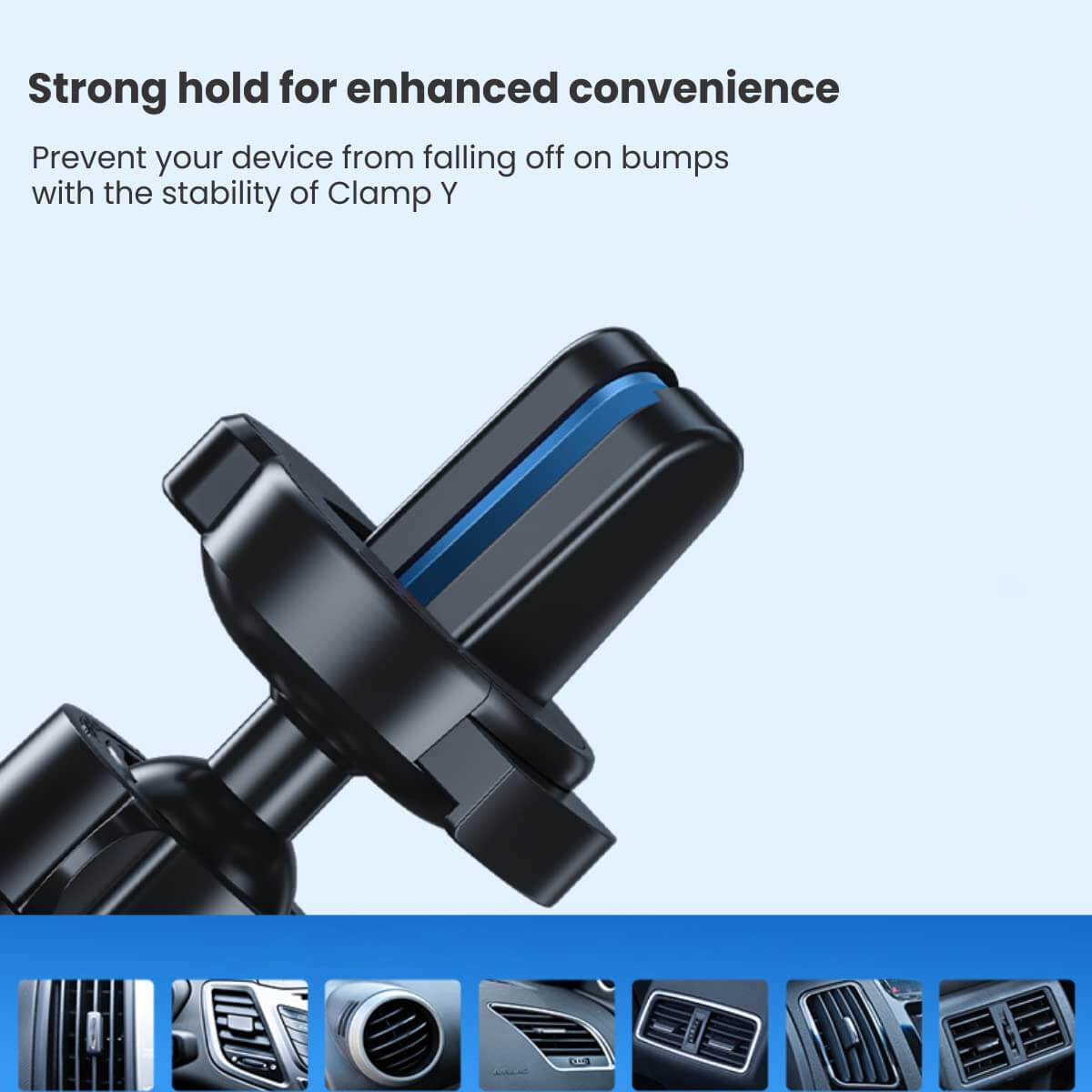 Portronics Clamp Y Adjustable Car Mobile Holder (Black)