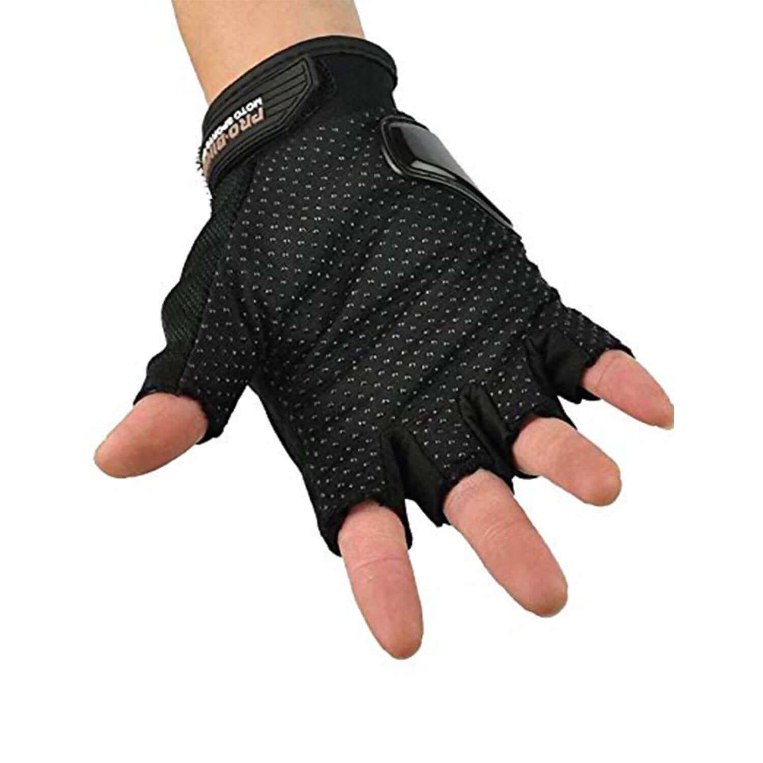 Pro Biker Leather Half Finger Bike Hand Gloves