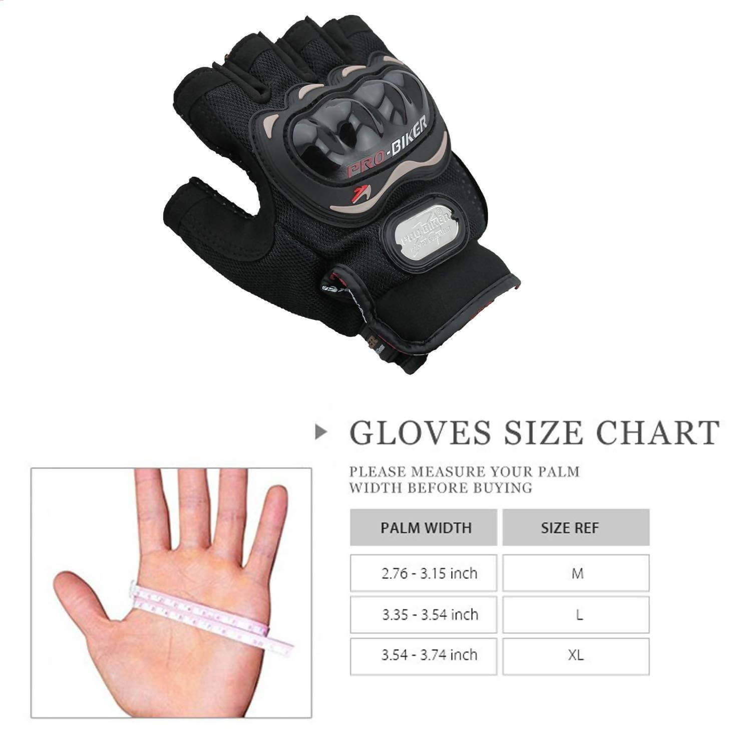 Pro Biker Leather Half Finger Bike Hand Gloves