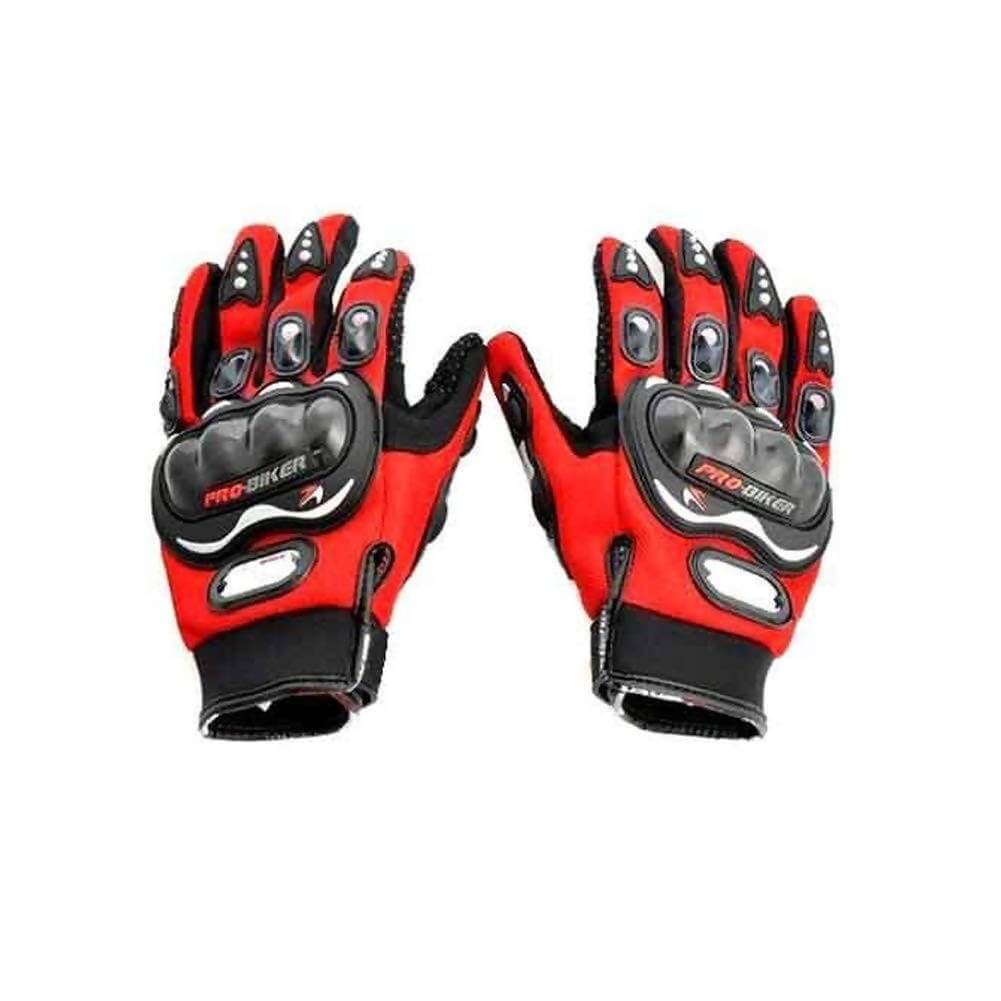 Pro Biker leather motorcycle riding gloves (red) for bikers in Bangalore