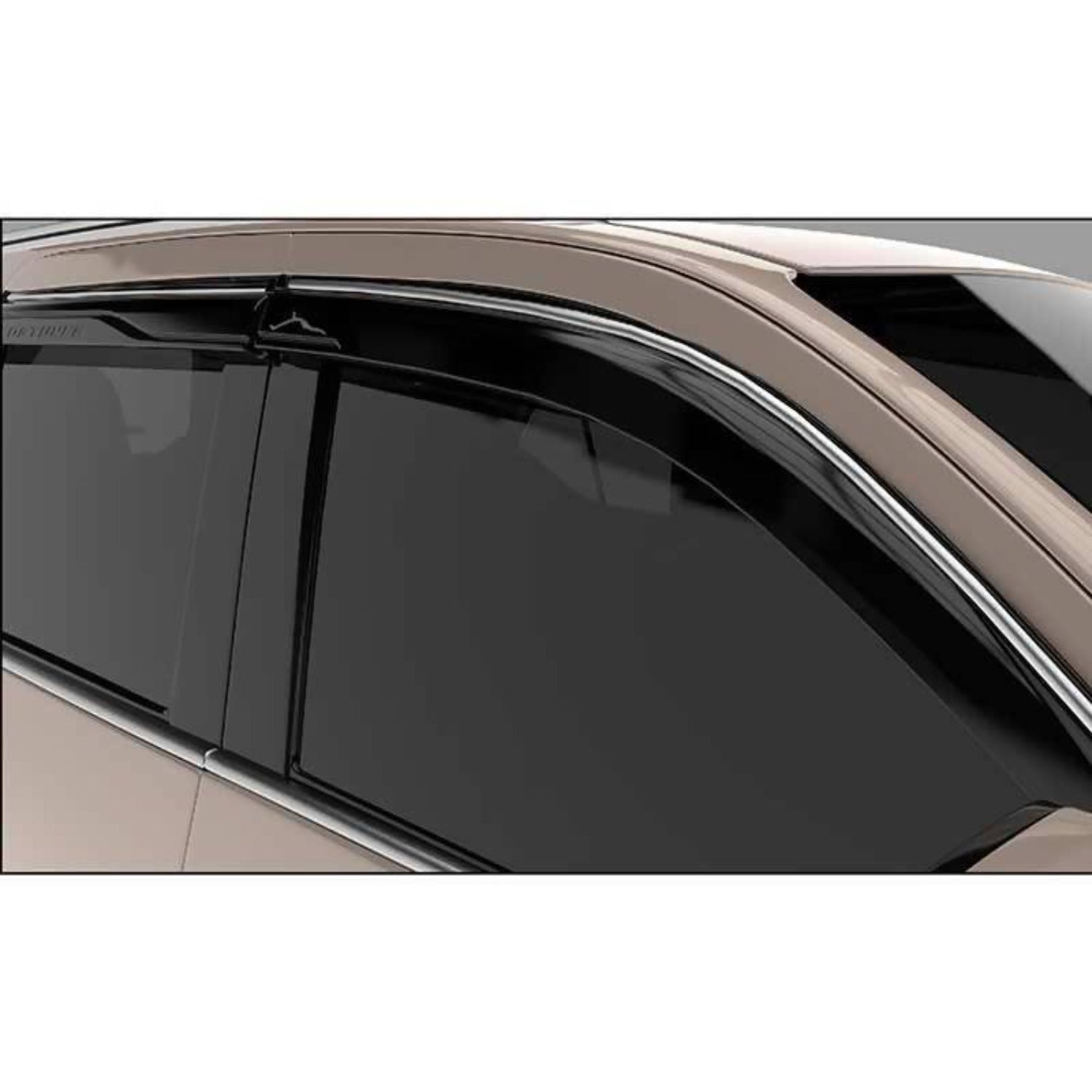 Galio Car Door Wind Visor With Silver Chrome Line For Toyota Fortuner (2016 Onward)