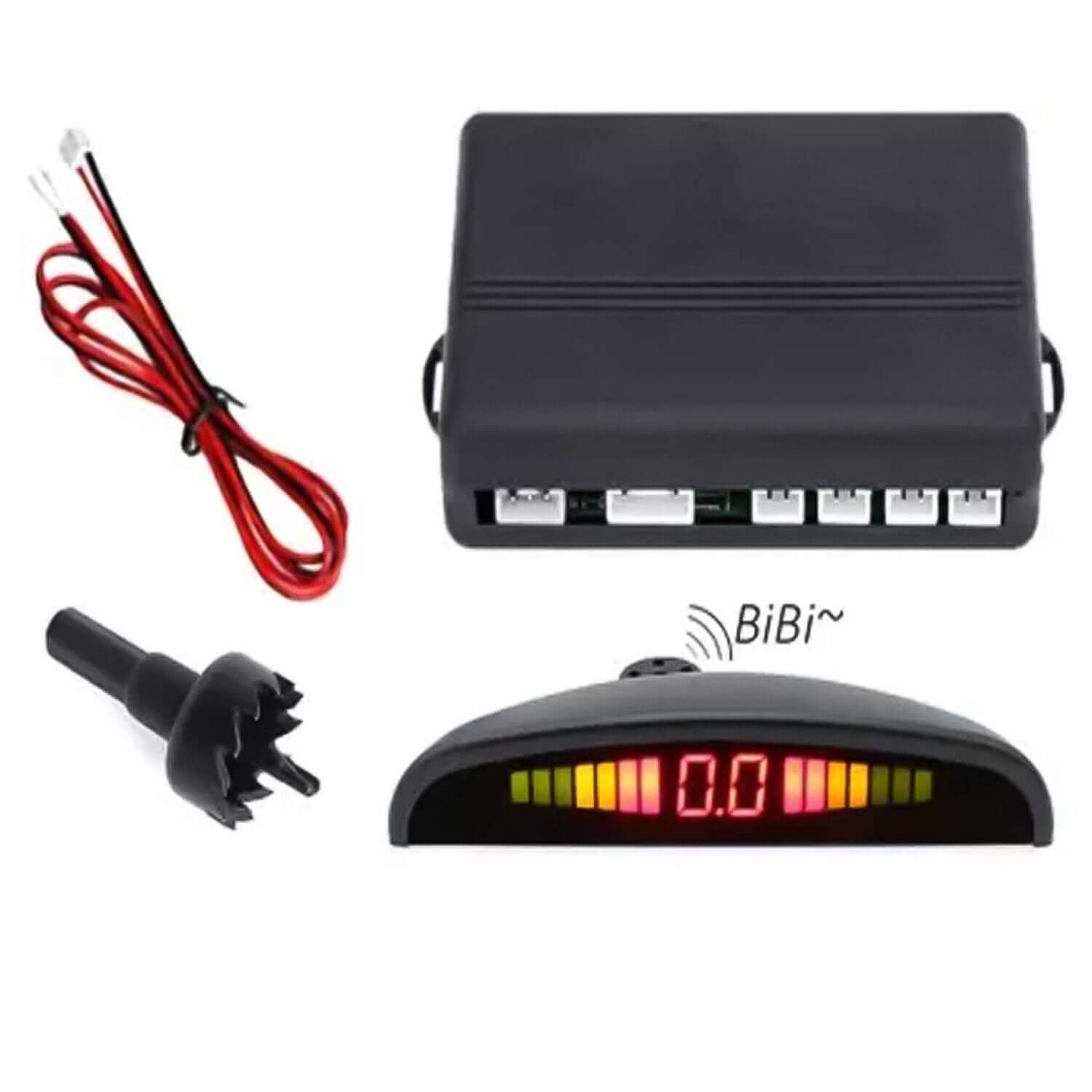 Worldtech Car Reverse Parking Sensor with LED Display, Buzzer and Ultrasonic Reverse Parking Auto Radar Detectors (Set of 4 Pcs) (Black)
