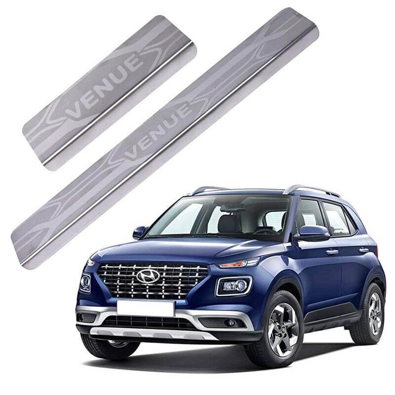 Galio Car Footsteps Sill Guard Stainless Steel Scuff Plate For Hyundai Venue (2019 onwards) (Set of 4 Pcs.)