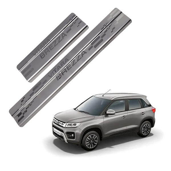 Galio Car Footsteps Sill Guard Stainless Steel Scuff Plate For Maruti Suzuki Brezza (2016 onwards) (Set of 4 Pcs.)