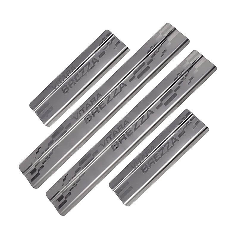 Galio Car Custom Fit Footsteps Sill Guard Stainless Steel Scuff Plate For Maruti Suzuki Brezza (2016 onwards) (Set of 4 Pcs.)