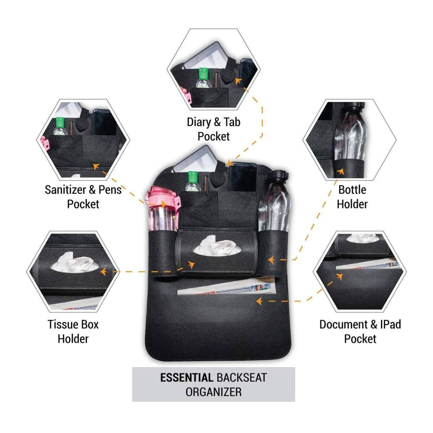 Ctrack Nxt Car Multi-Pocket Essential Backseat Organizer