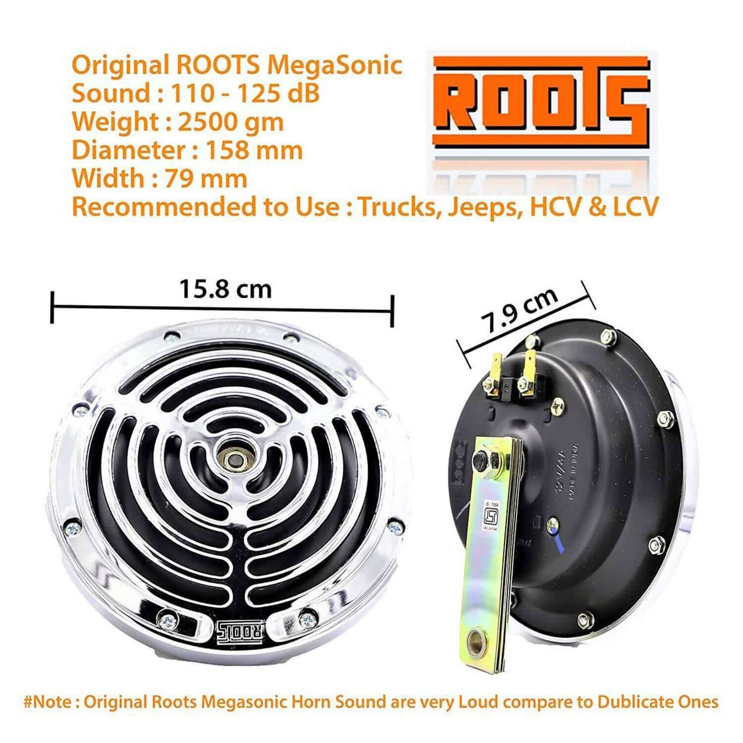 Roots Megasonic 12V horn set for enhanced vehicle safety in Bangalore